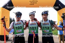 20.10.2024, Arcon, France (FRA): Lukas Tannheimer (GER), Leo Carlier (FRA), Antonin Guy (FRA), (l-r) - Biathlon Samse Summer Tour, pursuit, Arcon (FRA). www.nordicfocus.com. © Manzoni/NordicFocus. Every downloaded picture is fee-liable.