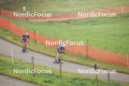 20.10.2024, Arcon, France (FRA): Naël Alves (FRA), Paul Beauquis (FRA), (l-r) - Biathlon Samse Summer Tour, pursuit, Arcon (FRA). www.nordicfocus.com. © Manzoni/NordicFocus. Every downloaded picture is fee-liable.