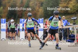 20.10.2024, Arcon, France (FRA): Nicolas Colomban (FRA), Eliot Perrillat-Bottonet (FRA), (l-r) - Biathlon Samse Summer Tour, pursuit, Arcon (FRA). www.nordicfocus.com. © Manzoni/NordicFocus. Every downloaded picture is fee-liable.