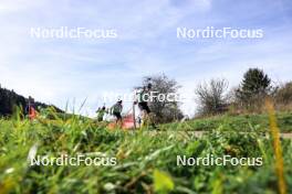 20.10.2024, Arcon, France (FRA): Camille Gratalou Manissollep (FRA), Antonin Guy (FRA), Finn Zurnieden (GER), (l-r) - Biathlon Samse Summer Tour, pursuit, Arcon (FRA). www.nordicfocus.com. © Manzoni/NordicFocus. Every downloaded picture is fee-liable.