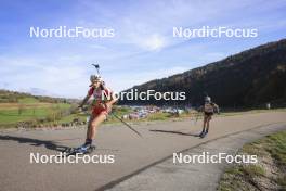 20.10.2024, Arcon, France (FRA): Lena Brun (FRA), Liv Breyton Bouvier (FRA), (l-r) - Biathlon Samse Summer Tour, pursuit, Arcon (FRA). www.nordicfocus.com. © Manzoni/NordicFocus. Every downloaded picture is fee-liable.