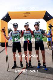 20.10.2024, Arcon, France (FRA): Lukas Tannheimer (GER), Leo Carlier (FRA), Antonin Guy (FRA), (l-r) - Biathlon Samse Summer Tour, pursuit, Arcon (FRA). www.nordicfocus.com. © Manzoni/NordicFocus. Every downloaded picture is fee-liable.