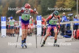 20.10.2024, Arcon, France (FRA): Augustin Remonnay (FRA), Timeo Amiotte (FRA), (l-r) - Biathlon Samse Summer Tour, pursuit, Arcon (FRA). www.nordicfocus.com. © Manzoni/NordicFocus. Every downloaded picture is fee-liable.