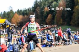 20.10.2024, Arcon, France (FRA): Leo Carlier (FRA) - Biathlon Samse Summer Tour, pursuit, Arcon (FRA). www.nordicfocus.com. © Manzoni/NordicFocus. Every downloaded picture is fee-liable.