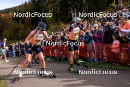 20.10.2024, Arcon, France (FRA): Camille Bened (FRA), Justine Braisaz-Bouchet (FRA), (l-r) - Biathlon Samse Summer Tour, pursuit, Arcon (FRA). www.nordicfocus.com. © Manzoni/NordicFocus. Every downloaded picture is fee-liable.