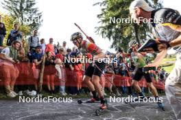 20.10.2024, Arcon, France (FRA): Florent Claude (BEL), Thierry Langer (BEL), (l-r) - Biathlon Samse Summer Tour, pursuit, Arcon (FRA). www.nordicfocus.com. © Manzoni/NordicFocus. Every downloaded picture is fee-liable.