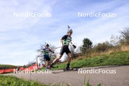 20.10.2024, Arcon, France (FRA): Noe Seigneur (FRA), Nans Madelenat (FRA), (l-r) - Biathlon Samse Summer Tour, pursuit, Arcon (FRA). www.nordicfocus.com. © Manzoni/NordicFocus. Every downloaded picture is fee-liable.