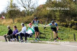 20.10.2024, Arcon, France (FRA): Enzo Bouillet (FRA), Jeremie Bouchex-Bellomie (FRA), (l-r) - Biathlon Samse Summer Tour, pursuit, Arcon (FRA). www.nordicfocus.com. © Manzoni/NordicFocus. Every downloaded picture is fee-liable.