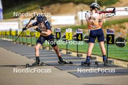 20.10.2024, Arcon, France (FRA): Lou Jeanmonnot (FRA), Jeanne Richard (FRA), (l-r) - Biathlon Samse Summer Tour, pursuit, Arcon (FRA). www.nordicfocus.com. © Manzoni/NordicFocus. Every downloaded picture is fee-liable.