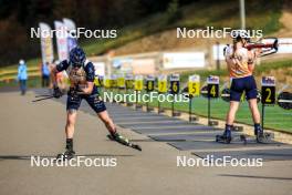 20.10.2024, Arcon, France (FRA): Lou Jeanmonnot (FRA), Jeanne Richard (FRA), (l-r) - Biathlon Samse Summer Tour, pursuit, Arcon (FRA). www.nordicfocus.com. © Manzoni/NordicFocus. Every downloaded picture is fee-liable.