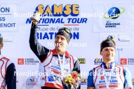 20.10.2024, Arcon, France (FRA): Quentin Fillon Maillet (FRA), Fabien Claude (FRA), (l-r) - Biathlon Samse Summer Tour, pursuit, Arcon (FRA). www.nordicfocus.com. © Manzoni/NordicFocus. Every downloaded picture is fee-liable.