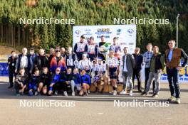 20.10.2024, Arcon, France (FRA): Emilien Jacquelin (FRA), Quentin Fillon Maillet (FRA), Fabien Claude (FRA), Lou Jeanmonnot (FRA), Julia Simon (FRA), Jeanne Richard (FRA), (l-r) - Biathlon Samse Summer Tour, pursuit, Arcon (FRA). www.nordicfocus.com. © Manzoni/NordicFocus. Every downloaded picture is fee-liable.