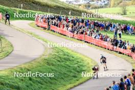 20.10.2024, Arcon, France (FRA): Lou Jeanmonnot (FRA), Julia Simon (FRA), (l-r) - Biathlon Samse Summer Tour, pursuit, Arcon (FRA). www.nordicfocus.com. © Manzoni/NordicFocus. Every downloaded picture is fee-liable.