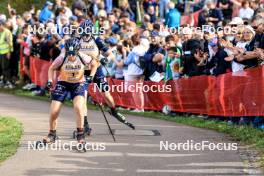 20.10.2024, Arcon, France (FRA): Lou Jeanmonnot (FRA), Chloe Chevalier (FRA), (l-r) - Biathlon Samse Summer Tour, pursuit, Arcon (FRA). www.nordicfocus.com. © Manzoni/NordicFocus. Every downloaded picture is fee-liable.