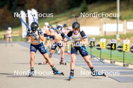 20.10.2024, Arcon, France (FRA): Gilonne Guigonnat (FRA), Amandine Mengin (FRA), (l-r) - Biathlon Samse Summer Tour, pursuit, Arcon (FRA). www.nordicfocus.com. © Manzoni/NordicFocus. Every downloaded picture is fee-liable.