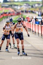 20.10.2024, Arcon, France (FRA): Jeanne Richard (FRA), Julia Simon (FRA), (l-r) - Biathlon Samse Summer Tour, pursuit, Arcon (FRA). www.nordicfocus.com. © Manzoni/NordicFocus. Every downloaded picture is fee-liable.