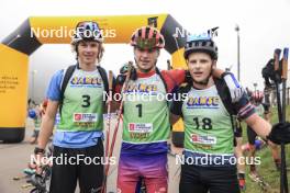 20.10.2024, Arcon, France (FRA): Tobit Keller (SUI), Augustin Remonnay (FRA), Niels Bibollet (FRA), (l-r) - Biathlon Samse Summer Tour, pursuit, Arcon (FRA). www.nordicfocus.com. © Manzoni/NordicFocus. Every downloaded picture is fee-liable.