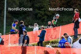 20.10.2024, Arcon, France (FRA): Esteban Moreira (FRA), Raphael Dhenain (FRA), (l-r) - Biathlon Samse Summer Tour, pursuit, Arcon (FRA). www.nordicfocus.com. © Manzoni/NordicFocus. Every downloaded picture is fee-liable.