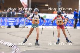 20.10.2024, Arcon, France (FRA): Wendy Belieres (FRA), Lena Marchandise (FRA), (l-r) - Biathlon Samse Summer Tour, pursuit, Arcon (FRA). www.nordicfocus.com. © Manzoni/NordicFocus. Every downloaded picture is fee-liable.