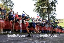 20.10.2024, Arcon, France (FRA): Oscar Lombardot (FRA), Theo Guiraud Poillot (FRA), (l-r) - Biathlon Samse Summer Tour, pursuit, Arcon (FRA). www.nordicfocus.com. © Manzoni/NordicFocus. Every downloaded picture is fee-liable.