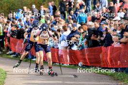 20.10.2024, Arcon, France (FRA): Lou Jeanmonnot (FRA), Chloe Chevalier (FRA), (l-r) - Biathlon Samse Summer Tour, pursuit, Arcon (FRA). www.nordicfocus.com. © Manzoni/NordicFocus. Every downloaded picture is fee-liable.