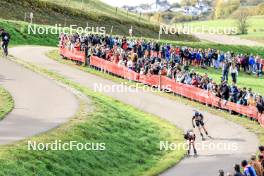 20.10.2024, Arcon, France (FRA): Lou Jeanmonnot (FRA), Julia Simon (FRA), (l-r) - Biathlon Samse Summer Tour, pursuit, Arcon (FRA). www.nordicfocus.com. © Manzoni/NordicFocus. Every downloaded picture is fee-liable.