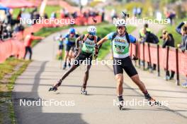 20.10.2024, Arcon, France (FRA): Leo Sancerne (FRA), Ethan Benoit Appolonia (FRA), (l-r) - Biathlon Samse Summer Tour, pursuit, Arcon (FRA). www.nordicfocus.com. © Manzoni/NordicFocus. Every downloaded picture is fee-liable.