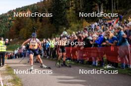 20.10.2024, Arcon, France (FRA): Camille Bened (FRA), Justine Braisaz-Bouchet (FRA), (l-r) - Biathlon Samse Summer Tour, pursuit, Arcon (FRA). www.nordicfocus.com. © Manzoni/NordicFocus. Every downloaded picture is fee-liable.