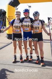 20.10.2024, Arcon, France (FRA): Lola Bugeaud (FRA), Louise Roguet (FRA), Lena Moretti (FRA), (l-r) - Biathlon Samse Summer Tour, pursuit, Arcon (FRA). www.nordicfocus.com. © Manzoni/NordicFocus. Every downloaded picture is fee-liable.