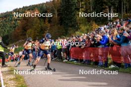 20.10.2024, Arcon, France (FRA): Julia Simon (FRA), Lou Jeanmonnot (FRA), (l-r) - Biathlon Samse Summer Tour, pursuit, Arcon (FRA). www.nordicfocus.com. © Manzoni/NordicFocus. Every downloaded picture is fee-liable.