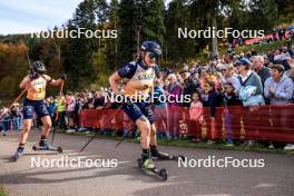 20.10.2024, Arcon, France (FRA): Julia Simon (FRA), Lou Jeanmonnot (FRA), (l-r) - Biathlon Samse Summer Tour, pursuit, Arcon (FRA). www.nordicfocus.com. © Manzoni/NordicFocus. Every downloaded picture is fee-liable.