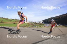 20.10.2024, Arcon, France (FRA): Stecy Rufenacht (FRA), Joanne Weiss (FRA), (l-r) - Biathlon Samse Summer Tour, pursuit, Arcon (FRA). www.nordicfocus.com. © Manzoni/NordicFocus. Every downloaded picture is fee-liable.