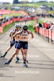 20.10.2024, Arcon, France (FRA): Jeanne Richard (FRA), Julia Simon (FRA), (l-r) - Biathlon Samse Summer Tour, pursuit, Arcon (FRA). www.nordicfocus.com. © Manzoni/NordicFocus. Every downloaded picture is fee-liable.