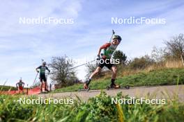 20.10.2024, Arcon, France (FRA): Hugo Francois (FRA), Marius Thiriat (FRA), (l-r) - Biathlon Samse Summer Tour, pursuit, Arcon (FRA). www.nordicfocus.com. © Manzoni/NordicFocus. Every downloaded picture is fee-liable.