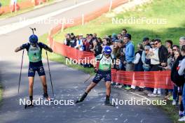 20.10.2024, Arcon, France (FRA): Theo Guiraud Poillot (FRA), Oscar Lombardot (FRA), (l-r) - Biathlon Samse Summer Tour, pursuit, Arcon (FRA). www.nordicfocus.com. © Manzoni/NordicFocus. Every downloaded picture is fee-liable.