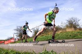 20.10.2024, Arcon, France (FRA): Gabin Paccard (FRA), Flurin Peter (SUI), (l-r) - Biathlon Samse Summer Tour, pursuit, Arcon (FRA). www.nordicfocus.com. © Manzoni/NordicFocus. Every downloaded picture is fee-liable.