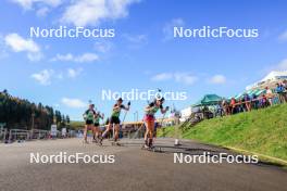 19.10.2024, Arcon, France (FRA): Juliette Oliva (FRA), Anna Blanc (FRA), Zelie Roy (FRA), (l-r) - Biathlon Samse Summer Tour, sprint, Arcon (FRA). www.nordicfocus.com. © Manzoni/NordicFocus. Every downloaded picture is fee-liable.