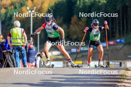 19.10.2024, Arcon, France (FRA): Amelie Broutier (FRA), Dana Horngacher (GER), (l-r) - Biathlon Samse Summer Tour, sprint, Arcon (FRA). www.nordicfocus.com. © Manzoni/NordicFocus. Every downloaded picture is fee-liable.