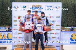 19.10.2024, Arcon, France (FRA): Timeo Amiotte (FRA), Augustin Remonnay (FRA), Tobit Keller (SUI), Mathis Yvoz (FRA), Charli Thiery (FRA), (l-r) - Biathlon Samse Summer Tour, sprint, Arcon (FRA). www.nordicfocus.com. © Manzoni/NordicFocus. Every downloaded picture is fee-liable.