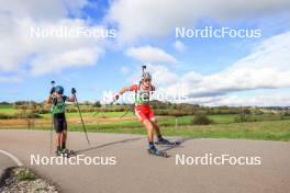 19.10.2024, Arcon, France (FRA): Teo Fastiggi Bailina (FRA), Emile Weiss (FRA), (l-r) - Biathlon Samse Summer Tour, sprint, Arcon (FRA). www.nordicfocus.com. © Manzoni/NordicFocus. Every downloaded picture is fee-liable.