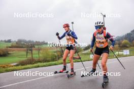 19.10.2024, Arcon, France (FRA): Lucia Harbecke (GER), Carrie Trouilleau (FRA), (l-r) - Biathlon Samse Summer Tour, sprint, Arcon (FRA). www.nordicfocus.com. © Manzoni/NordicFocus. Every downloaded picture is fee-liable.