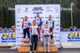 19.10.2024, Arcon, France (FRA): Rose Marguet (FRA), Adele Ouvrier-Buffet (FRA), Zabou Mellouet Achard (FRA), Canelle Midez (FRA), Gianina Piller (SUI), (l-r) - Biathlon Samse Summer Tour, sprint, Arcon (FRA). www.nordicfocus.com. © Manzoni/NordicFocus. Every downloaded picture is fee-liable.