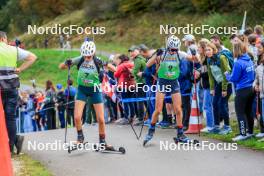 19.10.2024, Arcon, France (FRA): Lola Bugeaud (FRA), Voldiya Galmace Paulin (FRA), (l-r) - Biathlon Samse Summer Tour, sprint, Arcon (FRA). www.nordicfocus.com. © Manzoni/NordicFocus. Every downloaded picture is fee-liable.