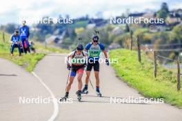 19.10.2024, Arcon, France (FRA): Arnaud Du Pasquier (SUI), Gaetan Paturel (FRA), (l-r) - Biathlon Samse Summer Tour, sprint, Arcon (FRA). www.nordicfocus.com. © Manzoni/NordicFocus. Every downloaded picture is fee-liable.