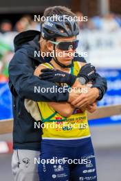 19.10.2024, Arcon, France (FRA): Cyril Burdet (FRA), coach Team France, Oceane Michelon (FRA), (l-r) - Biathlon Samse Summer Tour, sprint, Arcon (FRA). www.nordicfocus.com. © Manzoni/NordicFocus. Every downloaded picture is fee-liable.