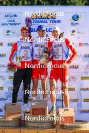 19.10.2024, Arcon, France (FRA): Corentin Jacob (FRA), Martin Botet (FRA), Ian Martinet (FRA), (l-r) - Biathlon Samse Summer Tour, sprint, Arcon (FRA). www.nordicfocus.com. © Manzoni/NordicFocus. Every downloaded picture is fee-liable.