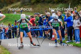 19.10.2024, Arcon, France (FRA): Lola Bugeaud (FRA), Voldiya Galmace Paulin (FRA), (l-r) - Biathlon Samse Summer Tour, sprint, Arcon (FRA). www.nordicfocus.com. © Manzoni/NordicFocus. Every downloaded picture is fee-liable.