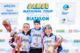 19.10.2024, Arcon, France (FRA): Lena Moretti (FRA), Amandine Mengin (FRA), Lou Anne Dupont Ballet Baz (FRA), (l-r) - Biathlon Samse Summer Tour, sprint, Arcon (FRA). www.nordicfocus.com. © Manzoni/NordicFocus. Every downloaded picture is fee-liable.