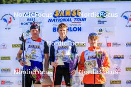 19.10.2024, Arcon, France (FRA): Enzo Bouillet (FRA), Leo Carlier (FRA), Lukas Tannheimer (GER), (l-r) - Biathlon Samse Summer Tour, sprint, Arcon (FRA). www.nordicfocus.com. © Manzoni/NordicFocus. Every downloaded picture is fee-liable.