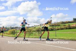 19.10.2024, Arcon, France (FRA): Marius Remy (FRA), Eric Perrot (FRA), (l-r) - Biathlon Samse Summer Tour, sprint, Arcon (FRA). www.nordicfocus.com. © Manzoni/NordicFocus. Every downloaded picture is fee-liable.